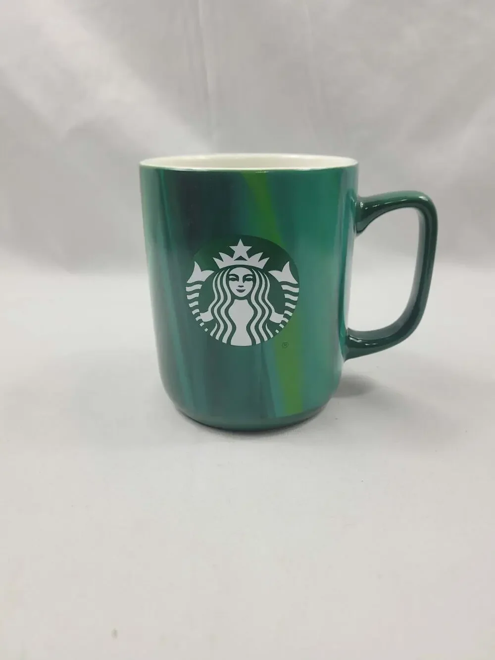 Starbucks Ceramic Coffee Mug Cup 15 oz Green Variegated Marbled Design
